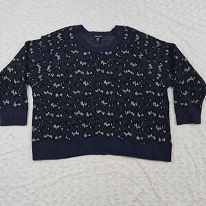 Athleta Size 3X Hawthorn textured crew sweater black blue animal print Womens